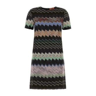 Missoni Knitted Dresses, female, Multicolor, Size: S Embroidered Viscose Blend Mini Dress