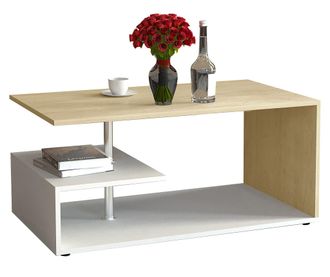 ebuy24 Ebuy24 - Vcm Mesa De Centro De Madera Sofatic Sala De Estar Mesa Lateral Mesa De Centro Maliso M (blanco / Roble De Miel)