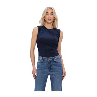 Rosemunde Billie SL Drape Top - Dames - Tops - Blauw - Maat: 2XL Poliester
