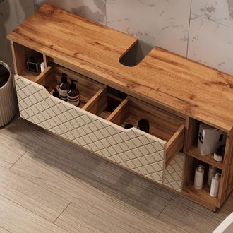 Vicco Mueble Bajo Lavabo Lotta, Roble/cachemira Con Estructura De Azulejos, 119.2 X 62.5 Cm Con 2 Cajones, Vicco