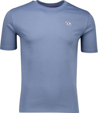 Diesel Tops, Heren, Blauw, M, Blauw T-shirt met Unieke Stijl