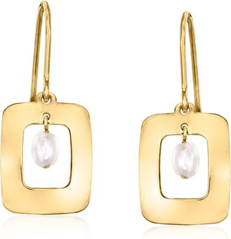 Canaria Canaria 3-3.5mm Cultured Pearl Geometric Drop Earrings in 10kt Yellow Gold