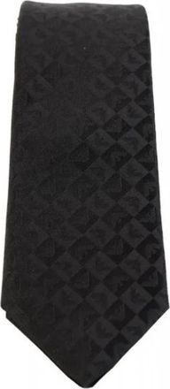 Emporio Armani Pure Silk Eagle and Check Jacquard Tie - unisex - Stropdassen - Zwart - ONE Size - Accessoires