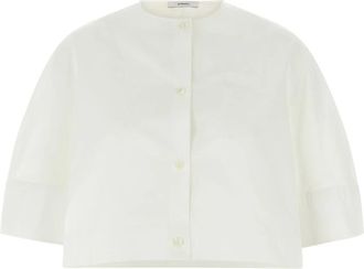 Givenchy Cropped Shirt in Poplin met Patch - Dames - Overhemden - Wit - S - Katoen - Overhemden