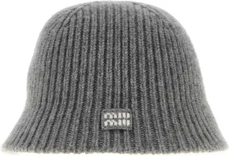 Miu Miu Virgin Wool & Cashmere Blend Bucket Hat - Gray
