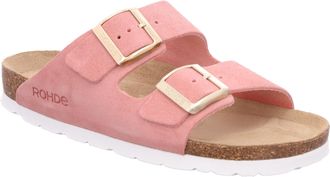 Rohde Pantolette ROHDE ALBA, Damen, Gr. 36, rosa (rose), Veloursleder, Schuhe Pantolette, Sommerschuh, Hausschuh, Zweischnaller, Strandschuh mit Softfussbet