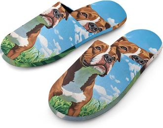 Generic United States Staffordshire Terrier Dog Mens House Slippers Slip Indoor Slipper On Shoes Warm Outdoor