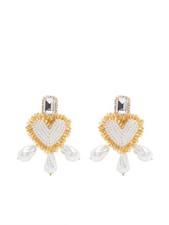 VANINA Love Letter earrings - women - Brass - One Size - White