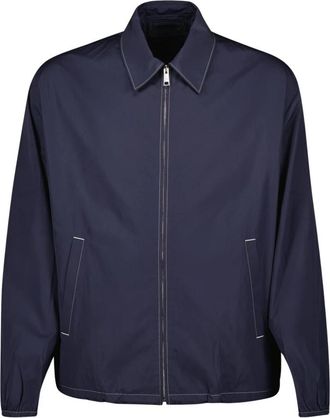 Prada Marineblauwe Windbreaker Jas - Heren - Zomerjassen - Blauw - M - Katoen - Jassen