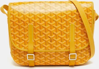 Goyard Belvedere Mm Yellow Goyardine Coated Canvas And Leather Saddle Bag