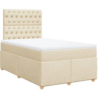 vidaXL Cama Box Spring Con Colch&oacute;n Tela Color Crema 120x200 Cm Vidaxl