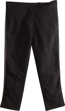 Ann Demeulemeester Gold Stripe Side Detail Cropped Trousers in Black Nylon