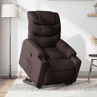 vidaXL Sill&oacute;n Reclinable Elevable Tela Marr&oacute;n Oscuro Vidaxl