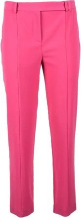 Patrizia Pepe Fuchsia Slim-Fit Stretch Trousers with Mid-Rise Waist and Cropped Length