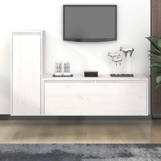 Berkfield Home TV Cabinets 2 pcs White Solid Wood Pine