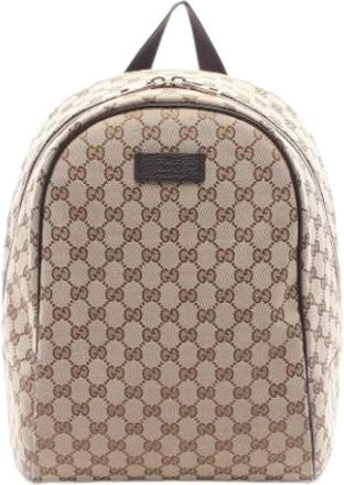 Gucci Pre-owned Backpacks, female, Beige, Size: ONE SIZE Pre-owned Canvas Backpack