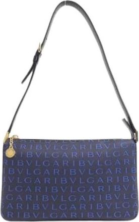 Bulgari Pre-owned Shoulder Bags, female, Blue, Size: ONE SIZE Pre-owned Canvas shoulder-bags
