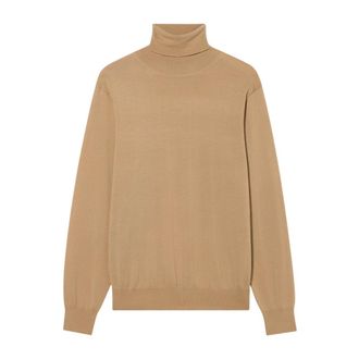 Brooks Brothers Truien & Vesten, Heren, Bruin, XL, Wol, Merino Wol Trui met Col