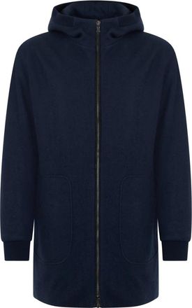 Fedeli Knie-lange jas met capuchon - Heren - Vesten met rits - Blauw - L - Kasjmier - Hoodies & sweatvesten