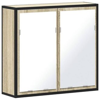 Berkfield Home Bathroom Mirror Cabinet Sonoma Oak 65x20x60 cm Engineered Wood in Light Beige | Size: 65 x 20 x 60 cm