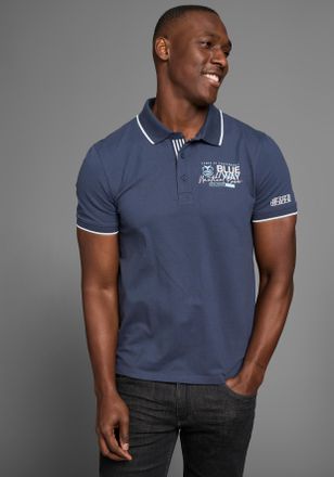 DELMAO Poloshirt DELMAO, Herren, Gr. 5XL (72/74), blau (marine), Piqu&eacute;, Obermaterial: 95% Baumwolle, 5% Elasthan, unifarben, slim fit, angesetztes B&uuml;ndchen, 
