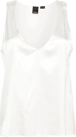 Pinko Stijlvolle- modieuze jurk - Dames - Tops zonder mouwen - Wit - M - Katoen - Tops