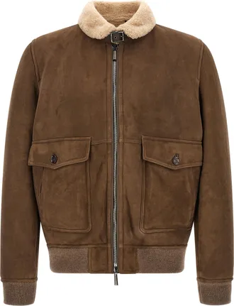 Moorer Brown Wool Mens Bomber