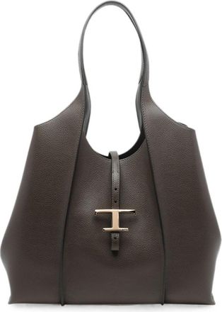 Tod's Dark Grey T Timeless Medium Tote