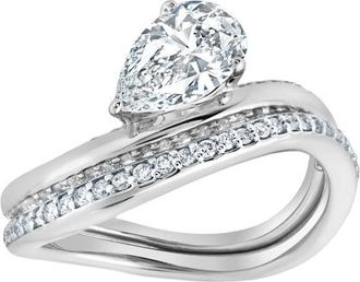LuvMyJewelry Selena Silk Wave 1.4 Ct Pear Lab Grown Diamond Engagement Ring in 14K White Gold at Nordstrom, Size 7