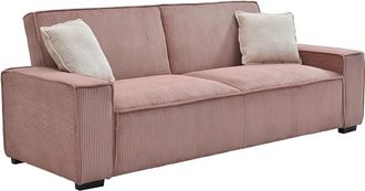 Vente-Unique Sof&aacute; cama de 3 plazas de terciopelo rosa SEKOTA