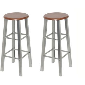 vidaXL Bar Stools 2 pcs Metal with mdf Seat Vidaxl