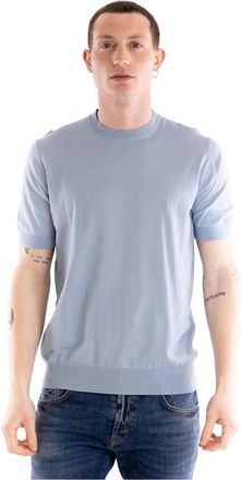 Paolo Pecora Tops, Heren, Blauw, M, Katoen, T-shirt met ronde hals