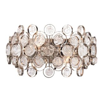 Loops Wall Light Bright Nickel Plate & Clear Glass 2 x 40W E14 Dimmable in Metallics