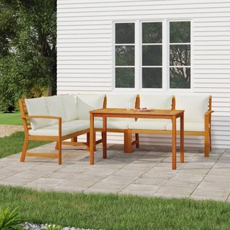 vidaXL Juego Comedor Jard&iacute;n Y Cojines 5 Piezas Madera Maciza De Acacia Vidaxl