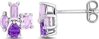 Mimi & Max Multi-Gem Cluster Stud Earrings Sterling Silver