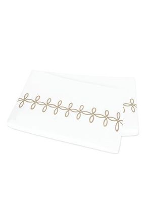 Matouk Gordian Knot 500 Thread Count Cotton Percale Flat Sheet in Truffle at Nordstrom, Size Full