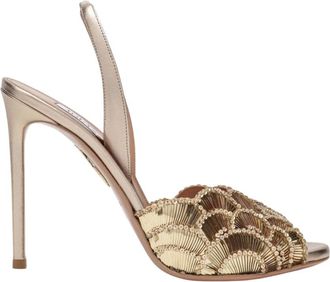Aquazzura Lage Hak Avondsandaal - Dames - Sandalen met hakken - Geel - 37 EU - Schoenen