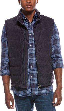 Brunello Cucinelli Prussian Leather Quilted Vest, Size X-Large