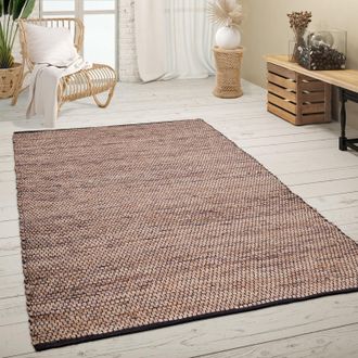 Paco Home Paco Home - Alfombra Sal&oacute;n Pelo Corto Hecha A Mano Motivo Boho Jaspeado Fibra Natural Yute 200x290 Cm, Beige
