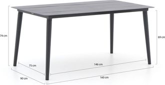 Manifesto Furniture + 10% kassakorting | Manifesto Rivola/Sora 160cm dining tuinset 5-delig