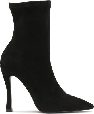 Kazar Zwarte stoffen laarzen met een gevormde hak - Dames - Laarzen met Hak - Zwart - 37 EU - Leer - Schoenen