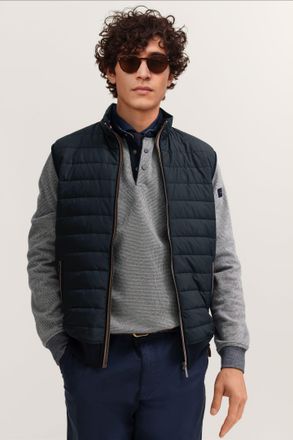 Bugatti Steppweste BUGATTI Regular Fit, Herren, Gr. XXL, blau (390, marine), 90% Baumwolle, 10% Polyester, unifarben, regular fit, ohne Ausschnitt, Westen Ste