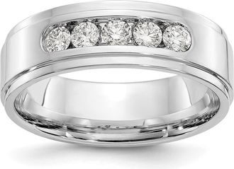 Diamond2Deal 14k White Gold Lab Grown Diamond Wedding Band Ring 1/2Ct Clarity- VS Color- D-E