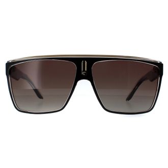 Carrera Shield Black Gold Brown Polarized 22 Sunglasses