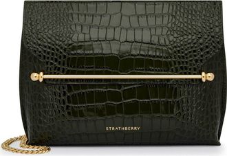 Strathberry Stylist Croc Embossed Leather Clutch in Forest at Nordstrom