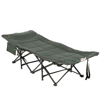 OUTSUNNY Camping Bed w/ Carry Bag - Magazine Bag & Cup Holder - Grey | TJ Hughes