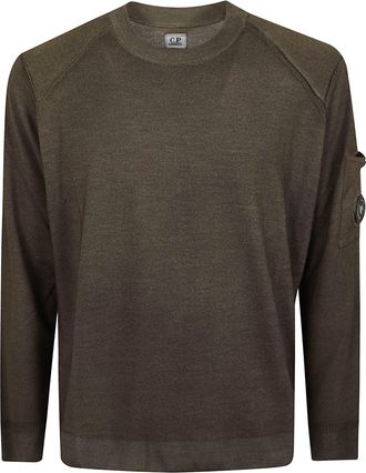 C.P. Company Merino Wool Re-Colour Crewneck Sweater with Raglan Sleeves and Digital Passport