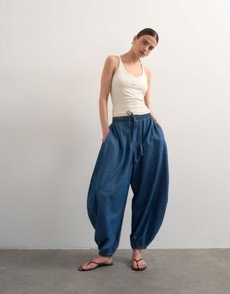 Topshop Jeans a palloncino blu vintage