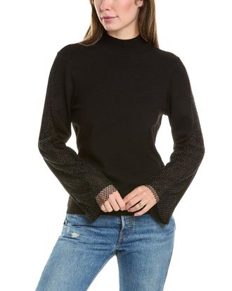 Vince Camuto Mock Neck Mesh Knit Top