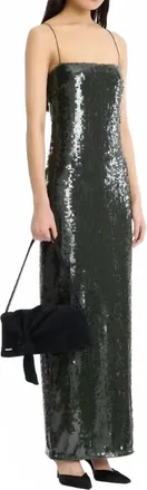 Rotate Sequins Maxi Slip Dress In Black